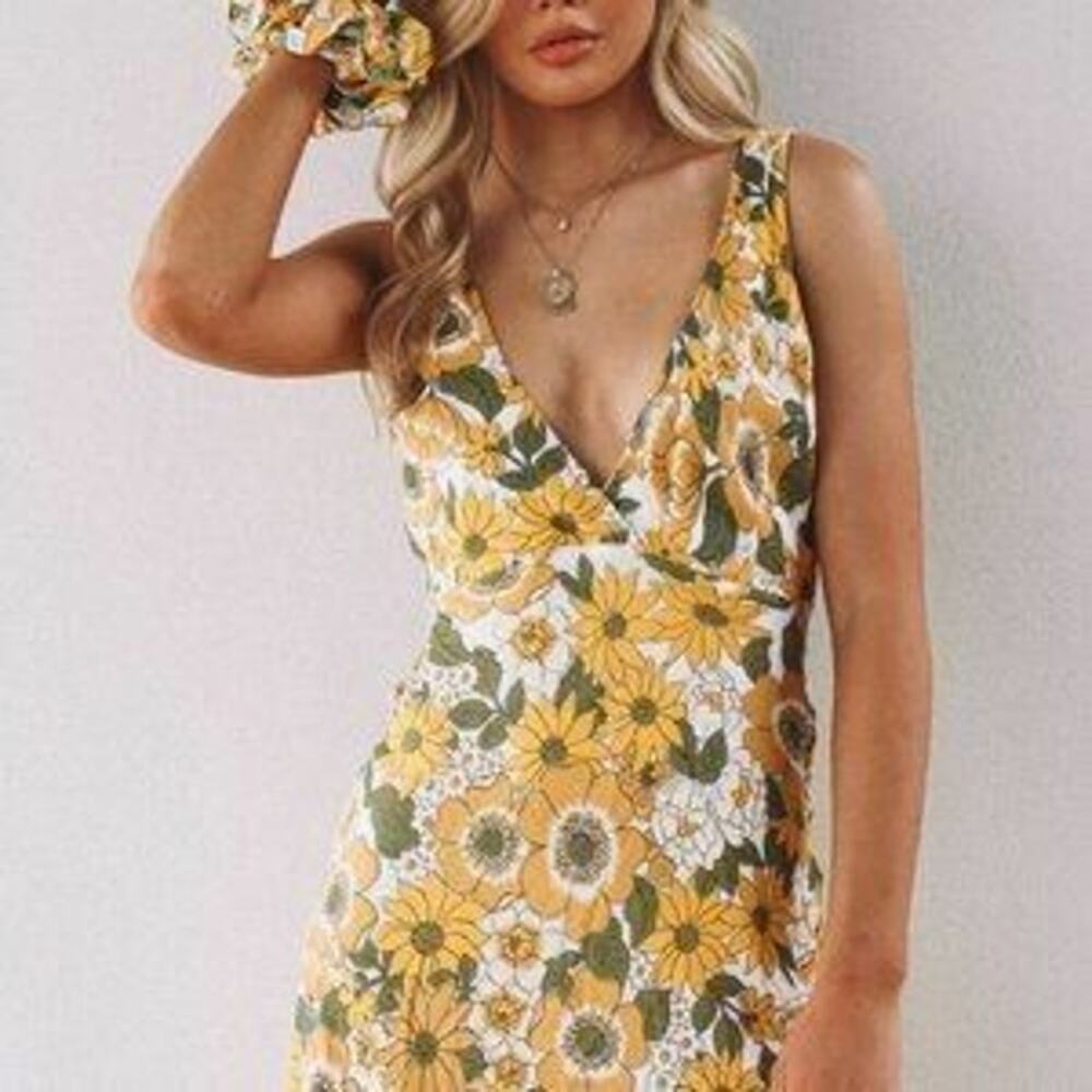 Her Pony the Label Buttercup Slips Dress Yellow Sunflower Daisy Floral AU 8 US S